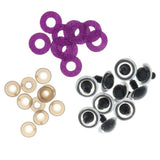 Maxbell 10pcs Plastic Safety Toy Eyes + Glitter Nonwovens + Washer 24mm Purple