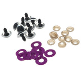 Maxbell 10pcs Plastic Safety Toy Eyes + Glitter Nonwovens + Washer 24mm Purple