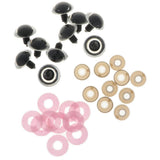 Maxbell 10pcs Plastic Safety Toy Eyes + Glitter Nonwovens + Washer 24mm Pink