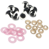 Maxbell 10pcs Plastic Safety Toy Eyes + Glitter Nonwovens + Washer 24mm Pink