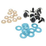Maxbell 10pcs Plastic Safety Toy Eyes + Glitter Nonwovens + Washer 24mm Light Blue