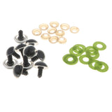 Maxbell 10pcs Plastic Safety Toy Eyes + Glitter Nonwovens + Washer 24mm Light Green
