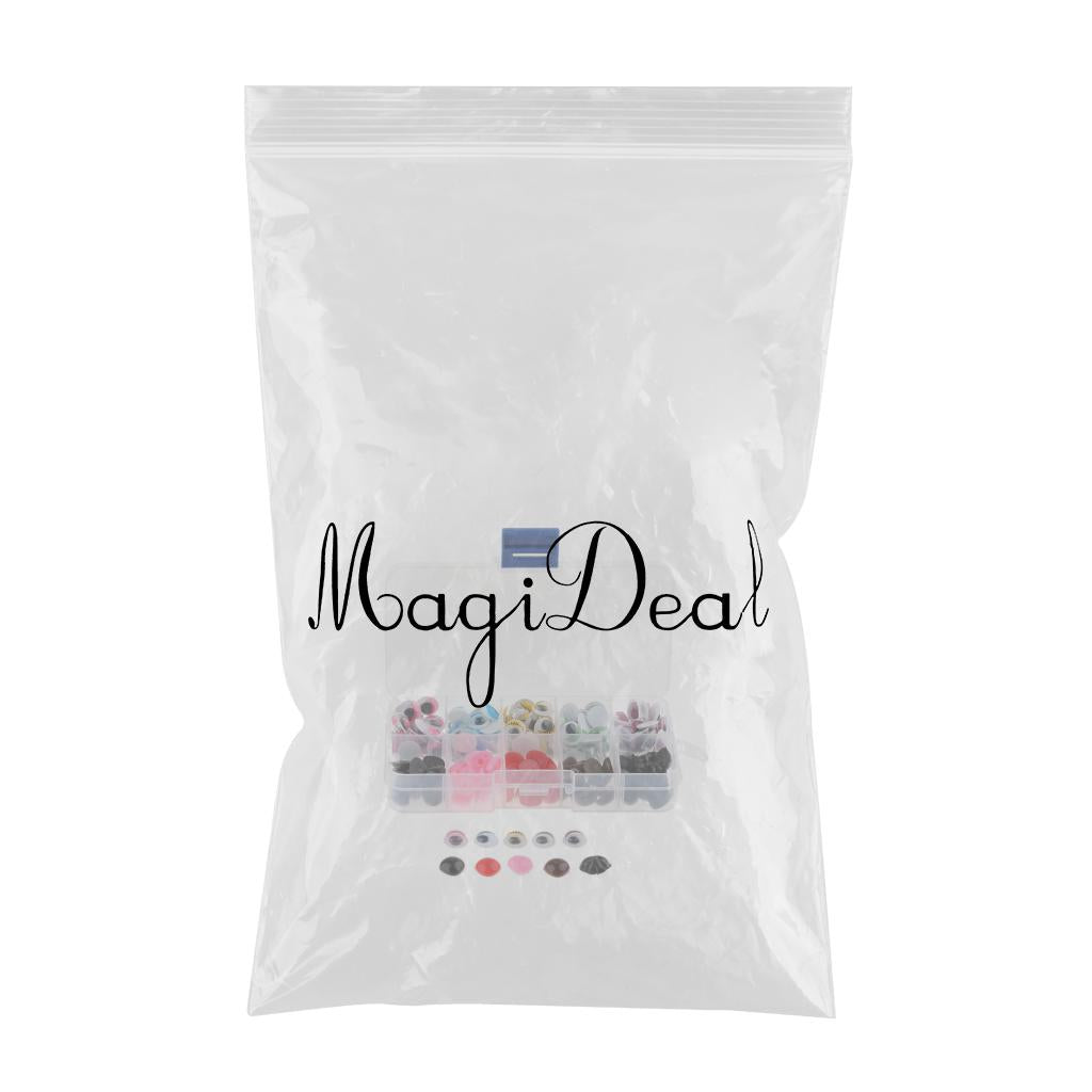 Maxbell 150pcs Plastic Self-adhesive Wiggle Googly Eyes & 75pcs Nose for Dolls DIY A