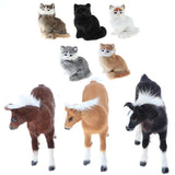 Maxbell Simulation Faux Fur Animal Model Toy Figures Home Decor Light Brown Horse