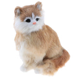 Maxbell Simulation Faux Fur Animal Model Toy Figures Home Decor Light Brown Cat