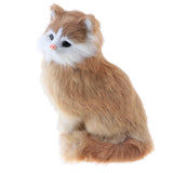 Maxbell Simulation Faux Fur Animal Model Toy Figures Home Decor Light Brown Cat