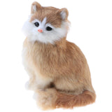 Maxbell Simulation Faux Fur Animal Model Toy Figures Home Decor Light Brown Cat