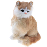 Maxbell Simulation Faux Fur Animal Model Toy Figures Home Decor Light Brown Cat