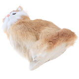 Maxbell Simulation Faux Fur Animal Model Toy Figures Home Decor Light Brown Cat