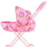 Max Mini Foldable Baby Push Cart Pushchair Stroller Pretend Play Toys Strawberry