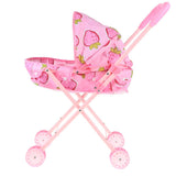 Max Mini Foldable Baby Push Cart Pushchair Stroller Pretend Play Toys Strawberry