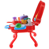 Maxbell Kitchen Role Play Set Pretend Play Toy Kit for Kid with Portable Case Red