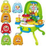 Maxbell Kitchen Role Play Set Pretend Play Toy Kit for Kid with Portable Case Green