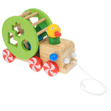 Maxbell Wooden Pull Toy Push and Pull Duck Pull Along Walking Toy for Baby Toddler