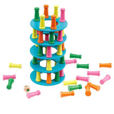 Maxbell Wooden Stacking Pisa Tower Building Block Baby Toddler Toy Balance Game Blue