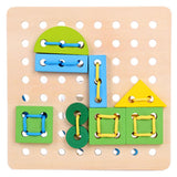 Maxbell Wooden Threading Board Toy Lacing Tracing Geometric Shapes Puzzle Education