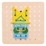 Maxbell Wooden Threading Board Toy Lacing Tracing Geometric Shapes Puzzle Education