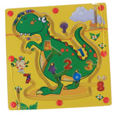 Maxbell Magnetic Maze Labyrinth Puzzles Wooden Board with Flying Chess Dinosaur