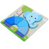 Maxbell Cartoon Cognitive Wooden Jigsaw Puzzles Kids Baby Educational Toy Elephant