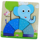 Maxbell Cartoon Cognitive Wooden Jigsaw Puzzles Kids Baby Educational Toy Elephant