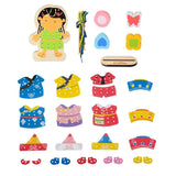 Maxbell Wooden Dress-Up Doll Lacing Beads Game Kids Educational Toy Set Hmong