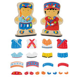 Maxbell Wooden Dress-Up Doll Lacing Beads Game Kids Educational Toy Set Hmong