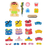 Maxbell Wooden Dress-Up Doll Lacing Beads Game Kids Educational Toy Set Hmong