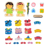 Maxbell Wooden Dress-Up Doll Lacing Beads Game Kids Educational Toy Set Hmong