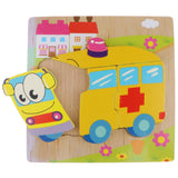 Maxbell Montessori Wooden 3D Animals Jigsaw Puzzle Board Kids Toys Gift Ambulance