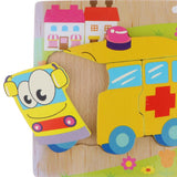 Maxbell Montessori Wooden 3D Animals Jigsaw Puzzle Board Kids Toys Gift Ambulance