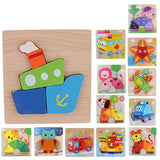 Maxbell Montessori Wooden 3D Animals Jigsaw Puzzle Board Kids Toys Gift Ambulance