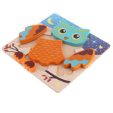 Maxbell Montessori Wooden 3D Animals Jigsaw Puzzle Board Kids Toys Gift Owl