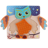 Maxbell Montessori Wooden 3D Animals Jigsaw Puzzle Board Kids Toys Gift Owl