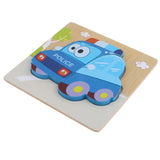 Maxbell Montessori Wooden 3D Animals Jigsaw Puzzle Board Kids Toys Gift Police car