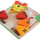 Maxbell Montessori Wooden 3D Animals Jigsaw Puzzle Board Kids Toys Gift Tiger