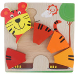 Maxbell Montessori Wooden 3D Animals Jigsaw Puzzle Board Kids Toys Gift Tiger