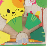 Maxbell Montessori Wooden 3D Animals Jigsaw Puzzle Board Kids Toys Gift Cat