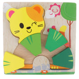 Maxbell Montessori Wooden 3D Animals Jigsaw Puzzle Board Kids Toys Gift Cat