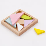 Maxbell 12x12cm Tangram Brain Teaser Puzzle Jigsaw Game Classic Wooden Toys for Kids