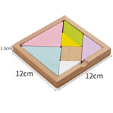 Maxbell 12x12cm Tangram Brain Teaser Puzzle Jigsaw Game Classic Wooden Toys for Kids