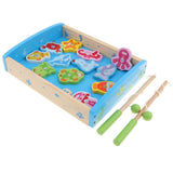 Maxbell 15PCS Toddler Wooden Magnetic Numbers Fishing Game Toy Box Set Play Activity