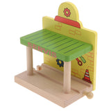 Maxbell Wooden Railway Train Set Building Accessories for Kids Gift Train Station