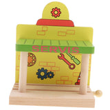 Maxbell Wooden Railway Train Set Building Accessories for Kids Gift Train Station