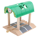 Maxbell Wooden Train Track Set Building Accessories Kids Toy Green Station