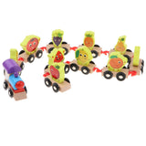 Maxbell Wooden Train Sorting Stacking Block Set for Kid Early Educational Toy Fruit