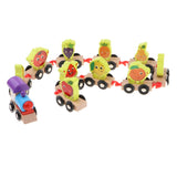 Maxbell Wooden Train Sorting Stacking Block Set for Kid Early Educational Toy Fruit