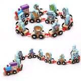 Maxbell Wooden Train Sorting Stacking Block Set for Kid Early Educational Toy Fruit