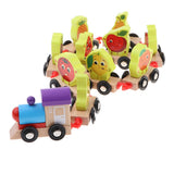 Maxbell Wooden Train Sorting Stacking Block Set for Kid Early Educational Toy Fruit