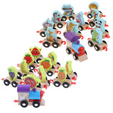 Maxbell Wooden Train Sorting Stacking Block Set for Kid Early Educational Toy Fruit