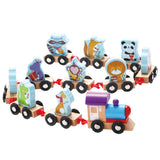 Maxbell Wooden Train Sorting Stacking Block Set for Kid Early Educational Toy Animal